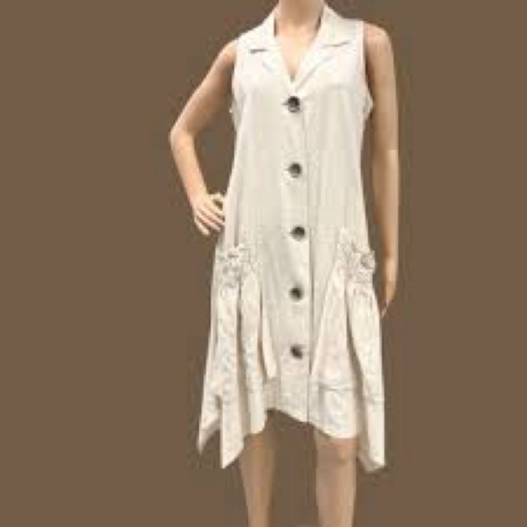 For Cynthia Cream Sleeveless Button-Down Dress - Picture 6 of 6
